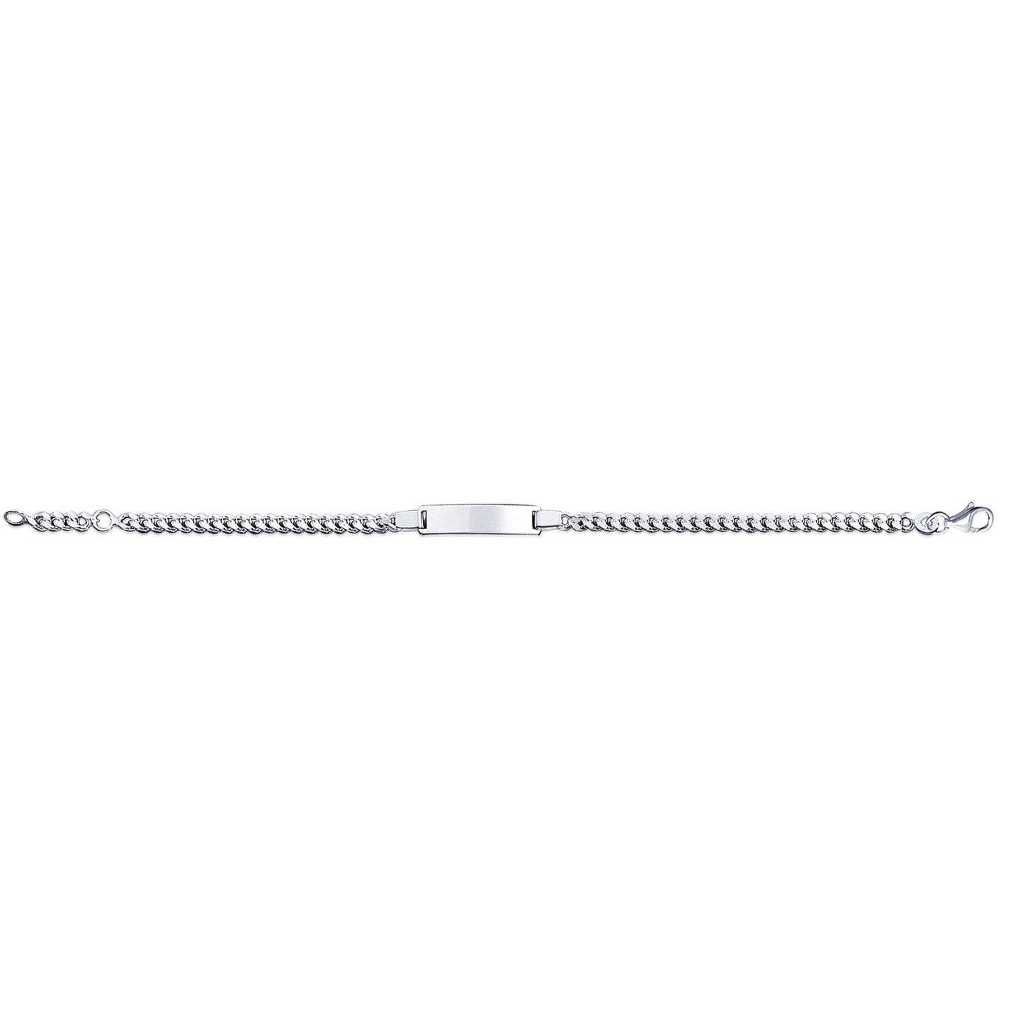 Silver Curb Chain Bracelet for Baby Child 16 Cm With Engraved Name