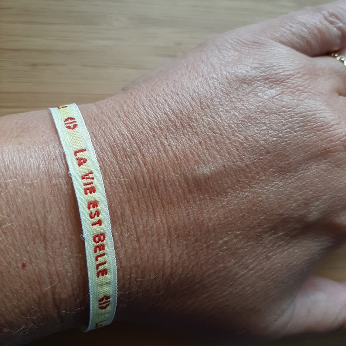 Personalized message bracelets woven labels custom Etsy