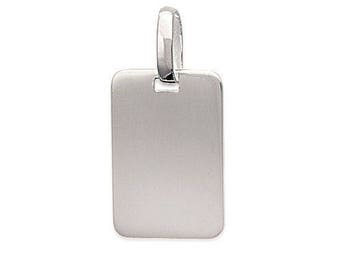 Pendentif à graver • argent 925 • taille 14 x 21 mm • avec ou sans gravure • id tag militaire plaque rectangle • bijou personnalisé gravé