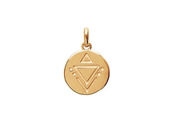 Pendentif à graver • médaille ronde plaqué or • motif triangle inca • avec ou sans gravure au dos