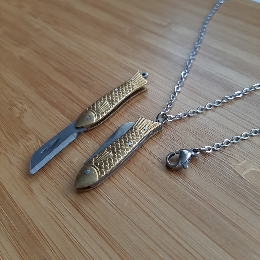 Filet Fish-Shaped Pocket Knife Charm Necklace – Curated by Jodie