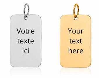Ciondolo personalizzabile con incisione 18x32 mm • targhetta identificativa militare rettangolare • acciaio inossidabile • finitura lucida a specchio • con o senza incisione