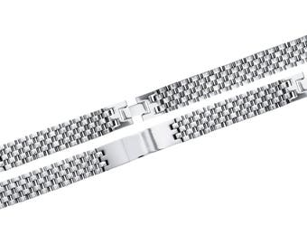 Engraved clasp 21 cm steel chain bracelet