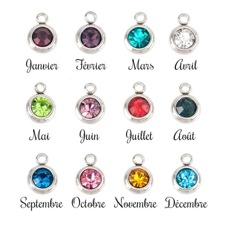 Lot De 12 Pendentifs Pierres De Naissance En Acier Inoxydable - Neufs, Pour Création De Bijoux