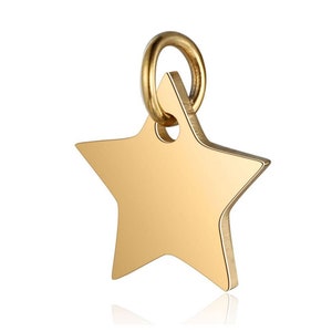Colgante para grabar • Estrella de 16 mm • Acero inoxidable bañado en oro • Acabado espejo • Con o sin grabado