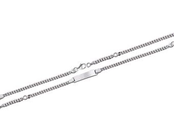 Silver curb chain Bracelet for children 16 cm with engraved name