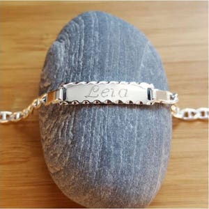 Gourmette Bracelet en argent pour enfant 16 cm avec prénom gravé image 3