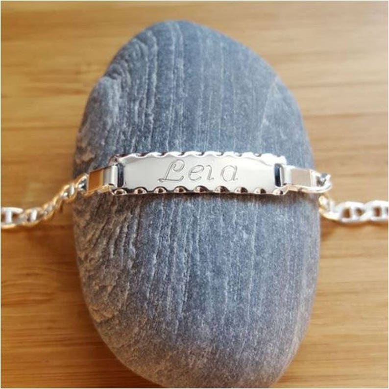 Gourmette Bracelet en argent pour enfant 16 cm avec prénom gravé image 3