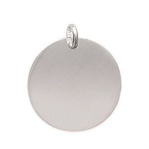 Pendant to engrave medal 27 mm round flat thick in 925/000 silver with or without engraving