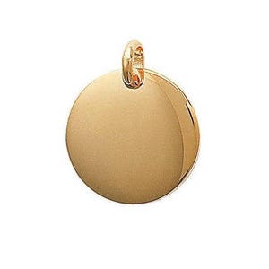 Pendant to engrave thick round medal 20 mm in gold plated with or without engraving