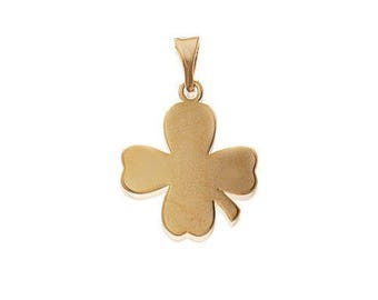 Lucky clover pendant 16 mm gold plated to engrave for stamping punch with or without engraving