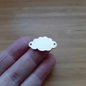 Engraving pendant • 2-hole cloud connector • stainless steel • mirror effect polishing • with or without engraving