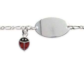 Bordstein-Armband in Silber Marienkäfer für Kinder mit schweren Namen 61888205 16 cm