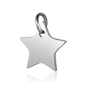 Colgante para grabar • Estrella de 16 mm • Lentejuela de acero inoxidable • Acabado espejo • Joya personalizable con o sin grabado