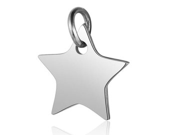 Engraving pendant • 16 mm star • stainless steel sequin • mirror appearance • customizable jewel with or without engraving
