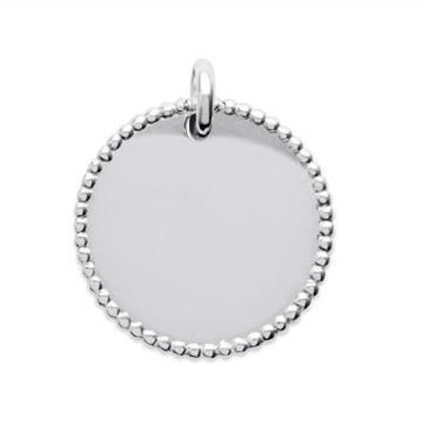 Pendentif à graver • médaille ronde 19 mm • argent rhodié 925 • bijou personnalisable avec ou sans gravure