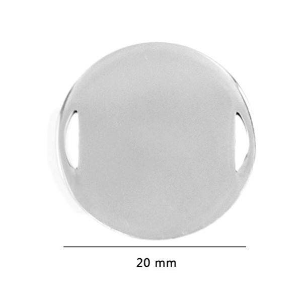 Engraving pendant • 20 mm connector • 2-hole round medal • stainless steel • mirror effect • with or without engraving