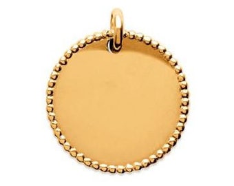 Pendentif 19 mm à graver médaille ronde en plaqué or jaune avec ou sans gravure