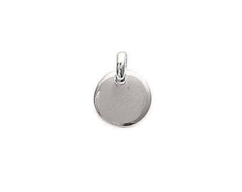 Engraving pendant - mini round medal thick 10 mm - silver 925/000 - custom jewelry with or without engraving