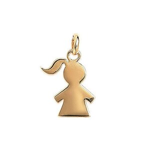 Colgante para grabar niña • bañado en oro • 15 x 17 • con o sin grabado • niña pequeña niña • joyería personalizada grabada