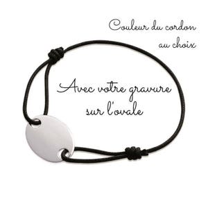 Bracelet à graver cordon et ovale en argent 925/000 bijou personnalisé avec ou sans gravure bijou personnalisable image 2