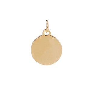 Pendant to engrave • 12 mm flat round medal • gold-plated stainless steel • mirror effect • with or without double-sided engraving