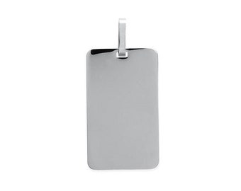 Grave pendant - military id tag - 19 x 32 mm - stainless steel - mirror-effect polishing - with or without engraving
