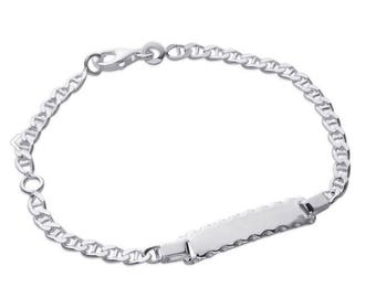 Silver curb chain Bracelet for children 16 cm with engraved name