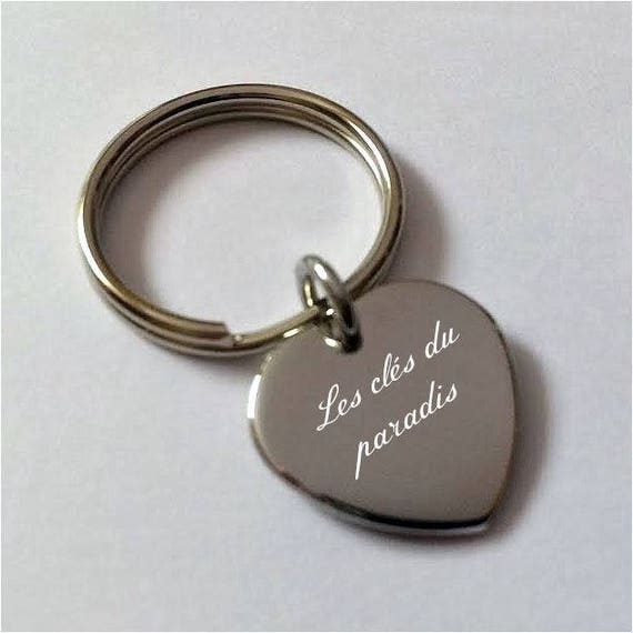 Porte clé acier coeur à graver mixte cadeau homme femme -  France