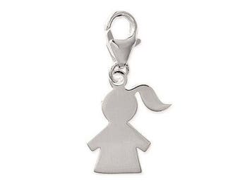 Pendant engraved silver 925/000 girl charm clasp with or without engraving