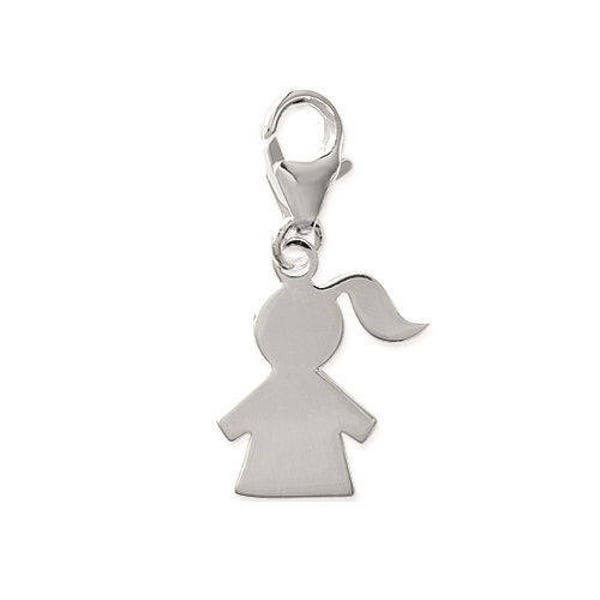 Pendentif à graver fille en argent 925/000 charm mousqueton avec ou sans gravure