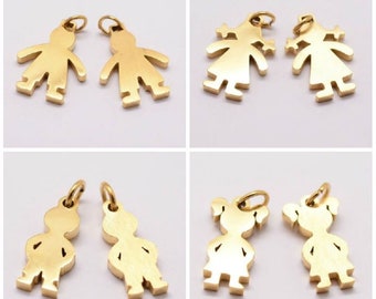 Engraving pendant • boy boy kid girl girl • gold stainless steel • with or without engraving