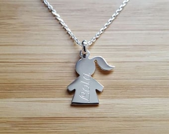 Collier fille girl pendentif à graver personnalisé en argent sur chaîne