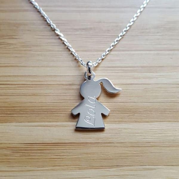 Collier fille girl pendentif à graver personnalisé en argent sur chaîne