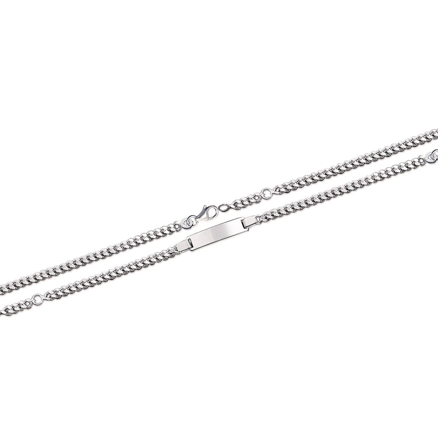 Silver Curb Chain Bracelet for Baby Child 16 Cm With Engraved Name