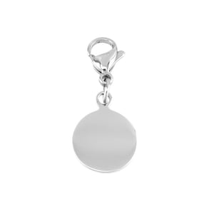 Charm para grabar • colgante medalla redonda y mosquetón • acero inoxidable • pulido efecto espejo • con o sin grabado