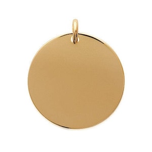 Round medal 27 mm gold-plated pendant to be engraved with or without engraving