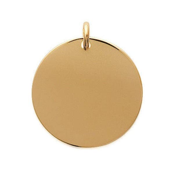 Médaille ronde 27 mm en plaqué or pendentif à graver avec ou sans gravure