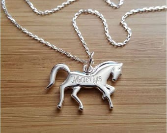 Horse chain necklace engraved with a silver first name 925/000 with engraving