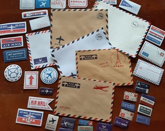 Pack Air Mail 7 enveloppes et 37 autocollants