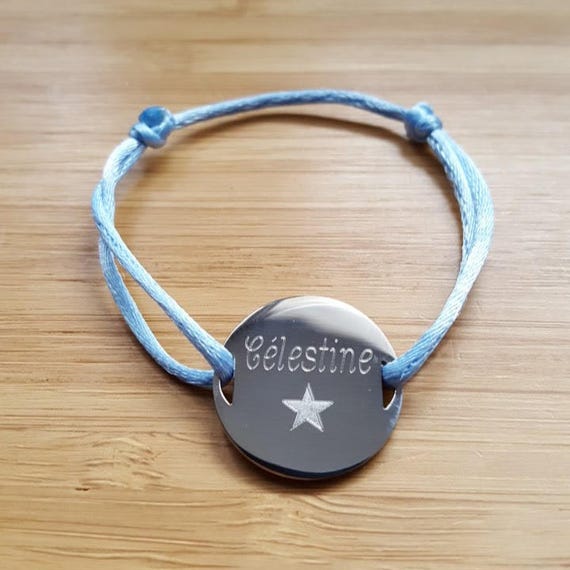 mm Round Medal Cord Bracelet To Be Custom Stainless Steel Etsy