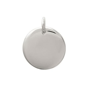 20 mm round stainless steel medal pendant, slightly domed, with or without engraving