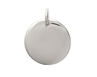 Pendentif médaille ronde 20 mm acier inoxydable légèrement bombée avec ou sans gravure