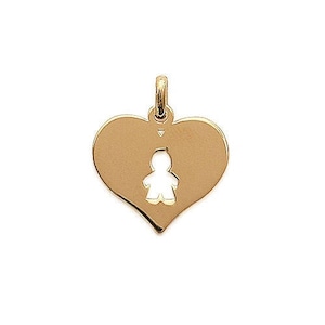 Boy kid heart pendant 19 x 17 mm to engrave with or without engraving
