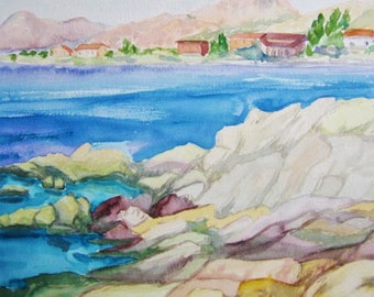 Original watercolor landscape