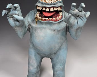 Porcelain Monster Sculpture by Oscar Yaquian, Height 14"