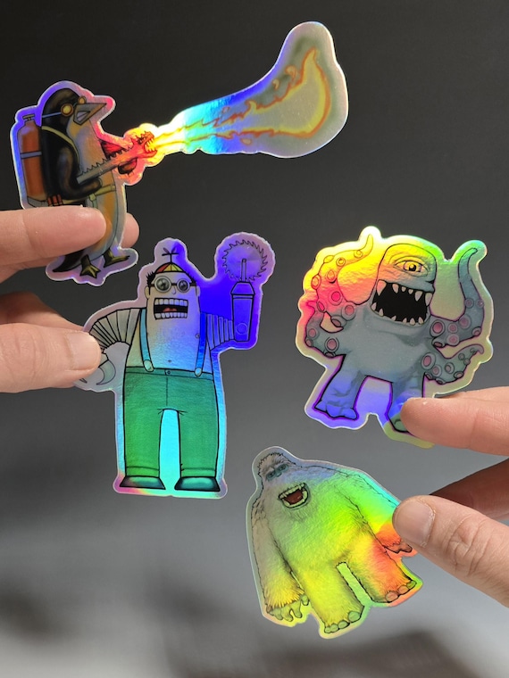 4 Pack Holographic Sticker by Oscar Yaquian - Etsy