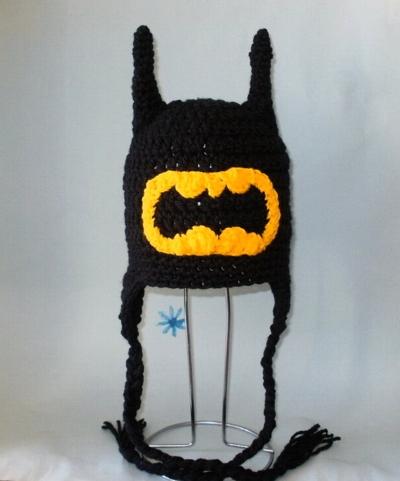 Crochet Pattern PDF Batman Hat. Beanie and Earflap. All Sizes Etsy