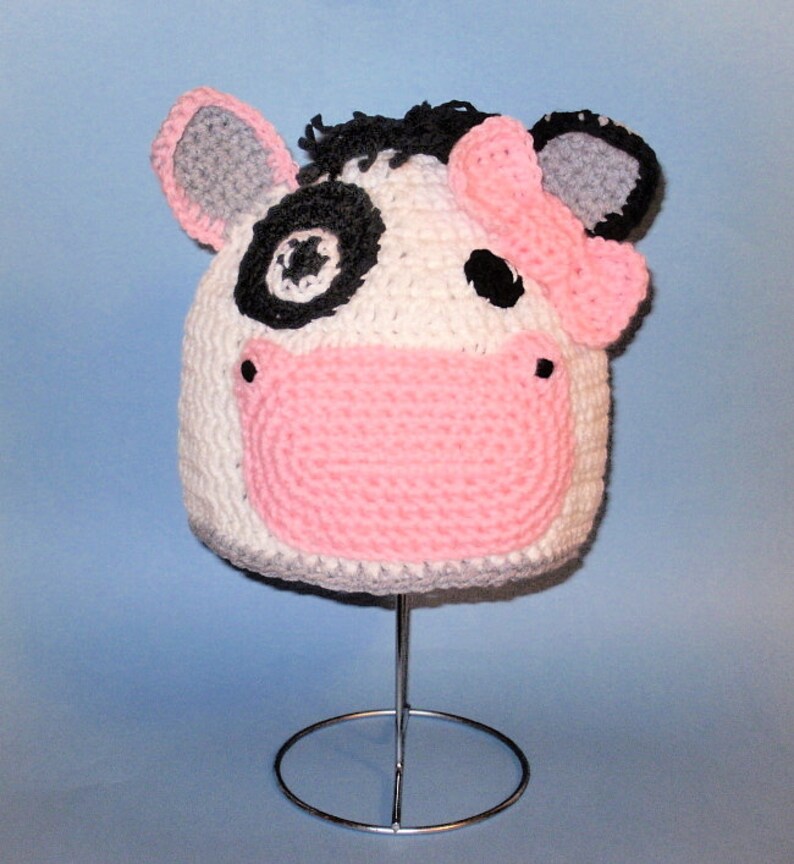 Crochet Pattern PDF Cow Hat. Beanie and Earflap. all Sizes Etsy