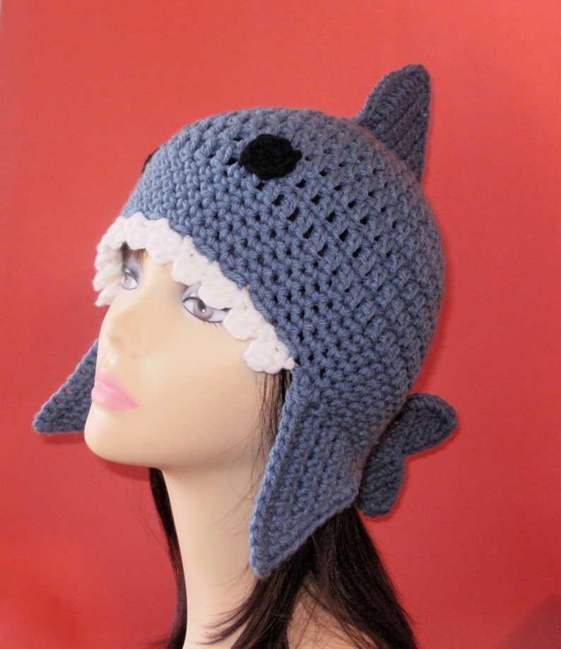 Crochet Pattern PDF Shark Earflap Hat. All Sizes Included Etsy
